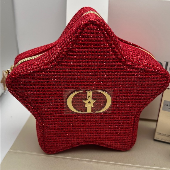 Christian Dior Red Star-Shaped Cosmetic Bag W/LaMousse & Dior Prestige Cream Box - Picture 4 of 17